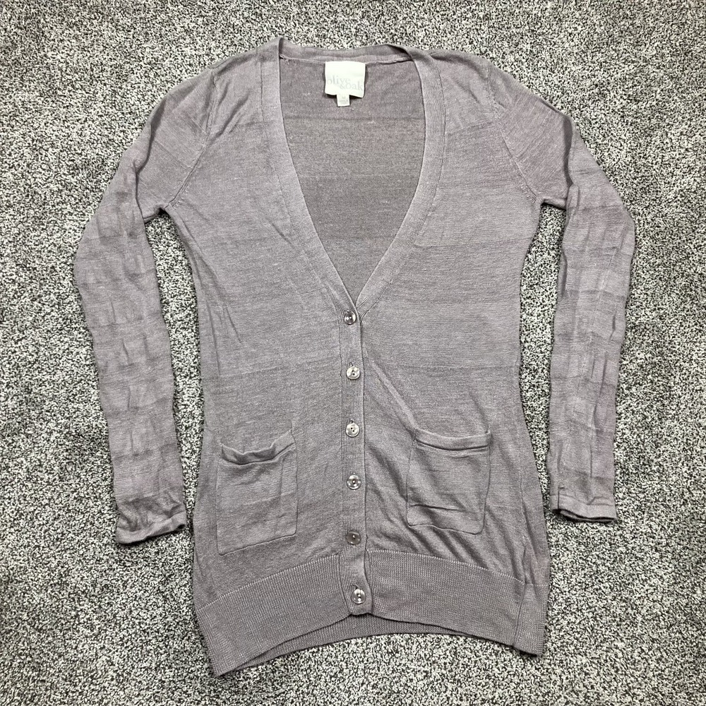 Olive &‎ Oak Sweater Womens Medium Long Knit Cardigan Gray Button Pockets
